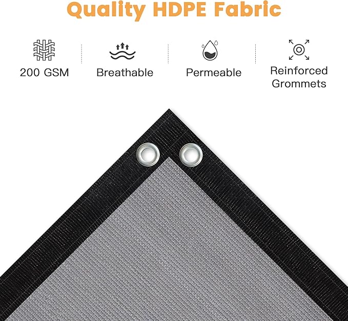 VICLLAX Shade Fabric Sun Shade Cloth with Every 2 FT Grommets for Patio Garden Pergola Cover Canopy 22x24 FT, Light Grey