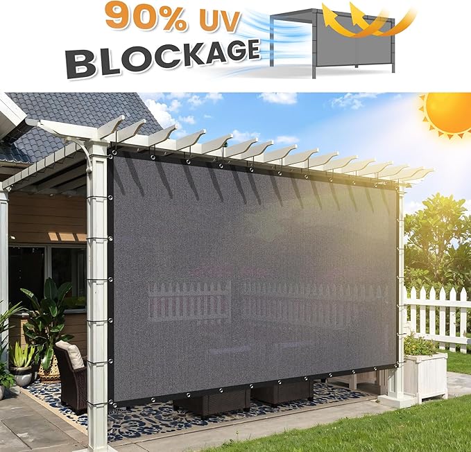 VICLLAX Shade Fabric Sun Shade Cloth with Every 2 FT Grommets for Patio Garden Pergola Cover Canopy 9x10 FT, Grey