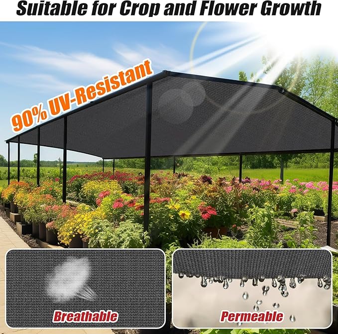 Outdoor 90% Sun Shade Cloth with Grommets, 10 X 22 FT Pergola Shade Cover for Garden Patio Carport Kennel Swimming Pool, Dark Grey (We Make Custom Size)