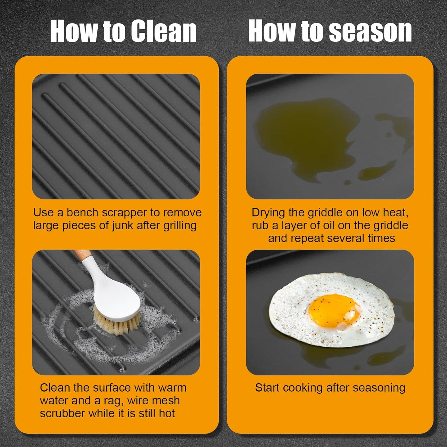 2-in-1 Reversible 19.25” x 11.75” Pre-Seasoned Cast Iron Cooking Griddle for Regal/Imperial Models Grill 11239, Flat Griddle Top Plate for Gas Stove/Charcoal/Electric/Propane/Gas Grill