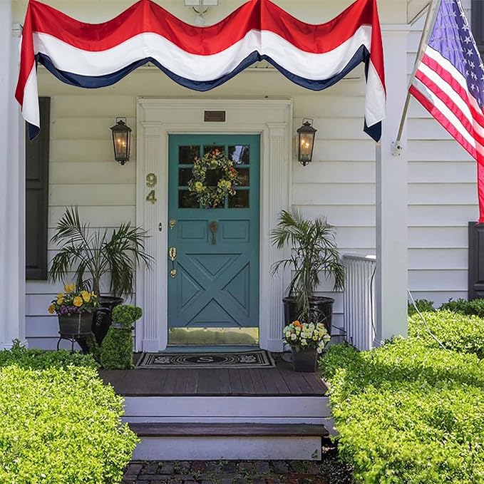 2Pack American Bunting Flag 2x20Ft USA Patriotic Banner Flag Decor Porch Outdoor Red,White & Blue Decorations 4th of July Bunting Decorate Home Garden Outside Décor Independence Day Memorial Days