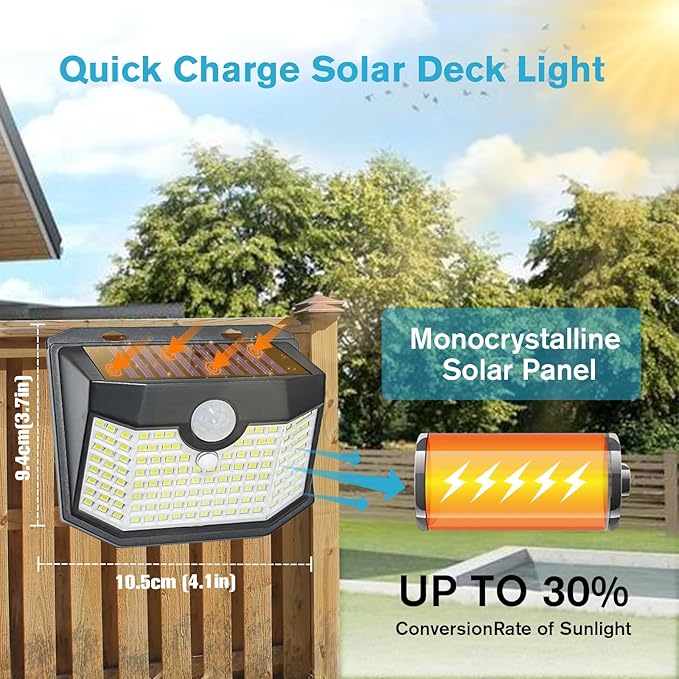 Aootek Solar Lights 4 Packs, Motion Sensor Light IP65 Waterproof with 3 Lighting Modes,Solar Lights Outdoor Waterproof for Garden Patio Garage Yard Deck