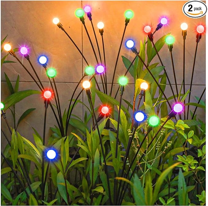 TONULAX Solar Garden Lights, Starburst Swaying When Wind Blows, Solar Lights Outdoor Decorative, Color Changing RGB Light for Yard Patio Pathway Decoration(4 Pack)