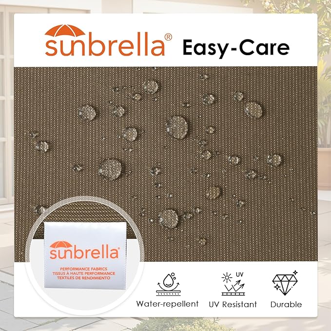 Outdoor Sunbrella Square Corner Seat Cushion, 18.5"x16"x3", Set of 4, Non Slip Seat Cushion Pads with Removable Cover for Patio Furniture, Garden Yard Lawn, Specrtum Caribou