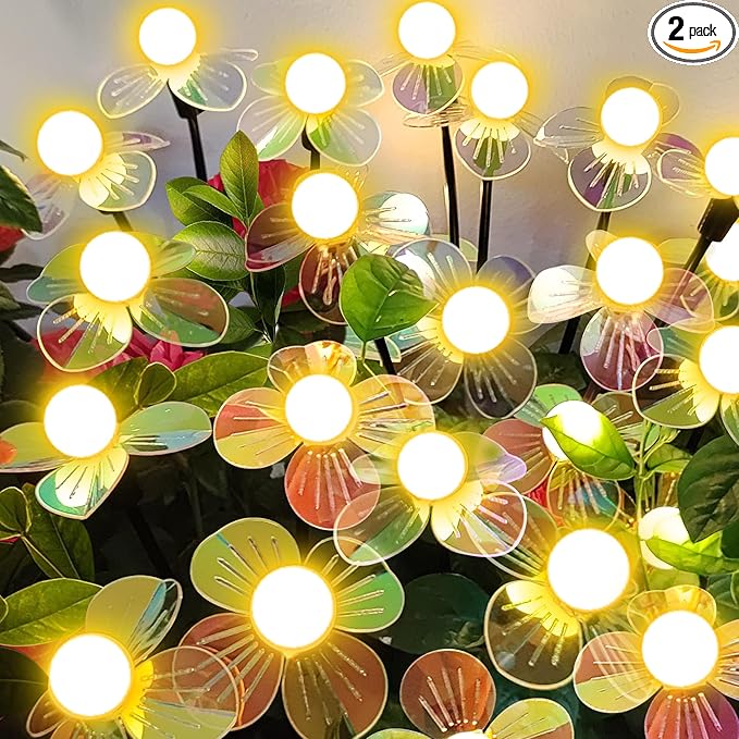 Solar Garden Lights Outdoor,New Upgraded Solar Firefly Lights Waterproof,Sway by Wind,Perfect Gardening Gifts for Women, Holiday Decoration