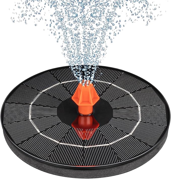 3.5W Solar Fountain, Upgrade Solar Bird Bath Fountains, Water Fountain Outdoor with 4 Fixed Rods & 8 Orange Nozzles, Solar Fountain Pump for Pond, Patio,Outdoor, Garden, Pool