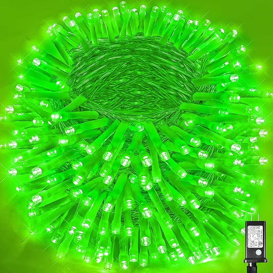 500 LED Green Christmas Lights Outdoor, 165ft Green String Lights Indoor Clear Wire 8 Modes Waterproof Plug in Green Twinkle Fairy Lights with Timer Memory for Room Tree Party Decorations