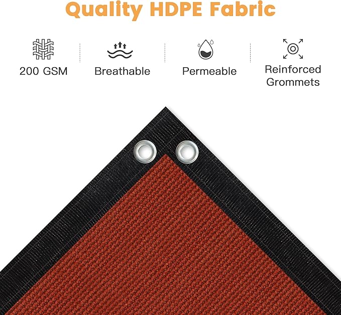 VICLLAX Shade Fabric Sun Shade Cloth with Every 2 FT Grommets for Patio Garden Pergola Cover Canopy 3x14 FT, Rust Red