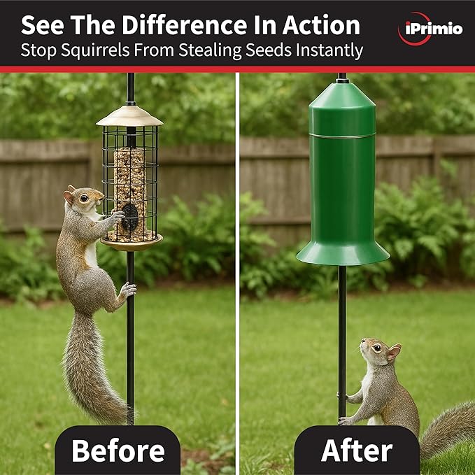 iPrimio 18" Squirrel Baffle – Easy Install Wrap Around Design: Durable Weather-Resistant Bird Feeder Baffle for Poles, Protects Hanging Feeders, No-Tool Setup, 2 Pack