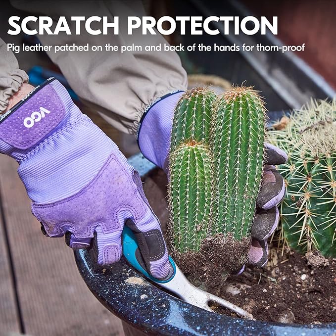 Vgo... Gardening Gloves Ladies,Safety Work Gloves,Touchscreen(Size M,Purple,SL7471)