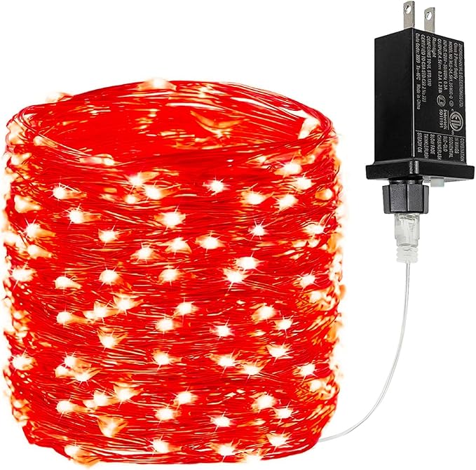 66Ft 200LED Fairy Lights Plug in, Waterproof String Lights Outdoor & Indoor 8 Modes with Timer, Valentines Light Bedroom Decor, Twinkle Light for Girl's Room Garden Christmas Decorations (Red)