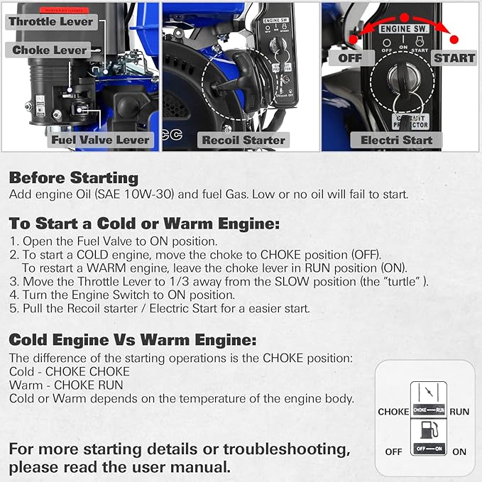 BILT HARD 420cc 15HP Gas Engine with Electric Start, Horizontal Shaft 4 Stroke OHV Gas Motor, Gas Powered Multi-Use Engine