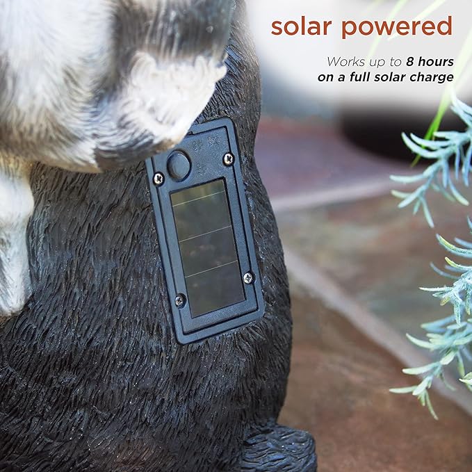 Alpine Corporation 19" Tall Outdoor Solar Powered Animal Friends Statue with LED Lights, Multicolor