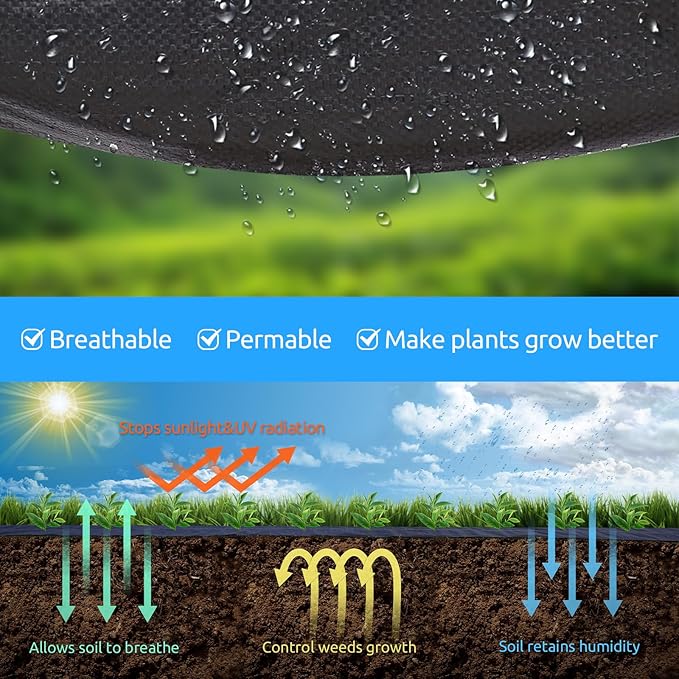 5ft x100ft Black Weed Barrier Landscape Premium Fabric-Heavy Duty Woven Ground Cloth with Superior Permeability Weed Control Convenient Design