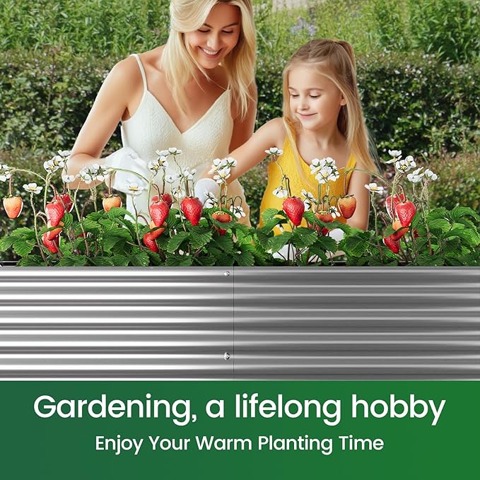 2 Pack Galvanized Raised Garden Bed Outdoor, Metal Garden Bed for Vegetables, Above Ground Garden Box for Flower, Steel Raised Beds for Gardening - 50"x20"