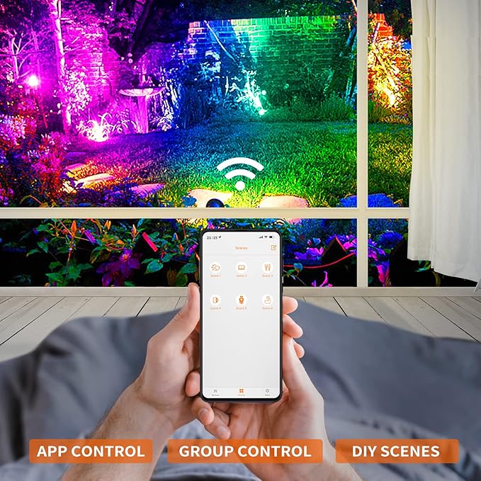 Christmas Spot Lights Outdoor 15W RGB Color Changing Landscape Lights with APP Control IP67 Waterproof Spotlight Outdoor 12V Low Voltage Landscape Lighting Outdoor Spotlights for Yard -2Pack