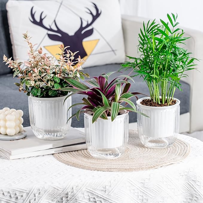 4.5 Inch 2 Pcs Self Watering Hanging Planter Indoor Plant Pots Drainage Holes, Outdoor Small Hanging Planters Flower Pot Basket, Visible Water Level, Plant Hanger Home Decor, Gardening