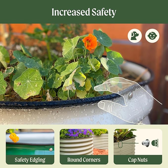 Vego garden Raised Garden Bed Kit, 17" Tall 10 in 1 Modular Metal Raised Garden Beds Kit, Metal Planter Box for Vegetables, Flowers, Herbs, Olive Green