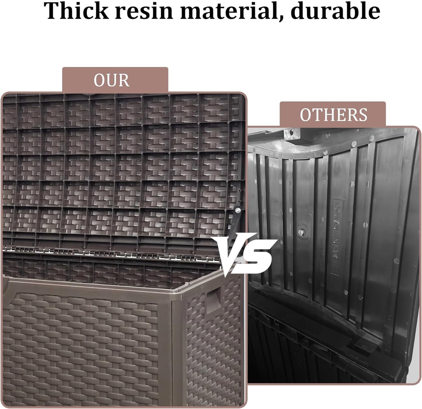 180 Gallon Lockable Deck Box, Waterproof & UV-Resistant Outdoor Storage for Patio Cushions, Heavy Duty Resin Deck Storage Container, Coffee