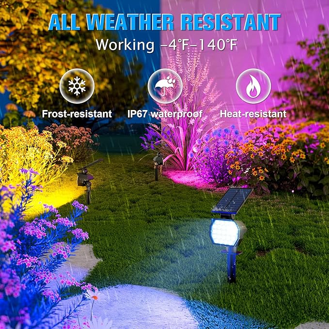 NIORSUN Solar Color Changing Lights Outdoor,7 Lighting Modes RGB Solar Outdoor Lights,IP67 Waterproof Multicolor Landscape Spotlights for Halloween Holiday Decorations,12 Pack