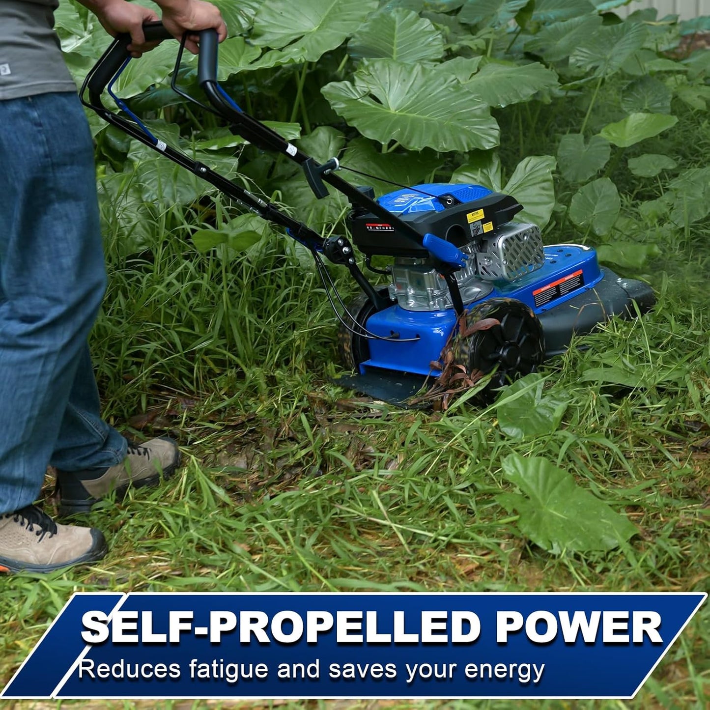 BILT HARD Self-Propelled Walk Behind String Trimmer, 8-Position Cutting Height, 170cc 4-Cycle Gas Brush Hog Mower, 22'' Cutting Diameter, 10'' Flat Free Wheels, Brush Cutter for Lawn, Yard