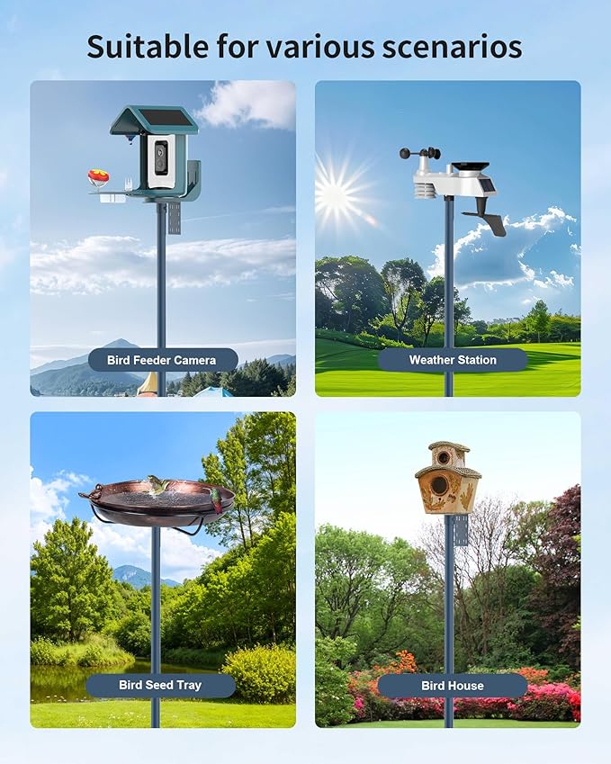 Bird Feeder Pole Stand – 90 Inch Height Feeding Station with 1-Inch Dia Heavy Duty for Hanging Feeders, Bird House Pole Mount Kit for Outdoor, Slip-Fit Connection，Blue