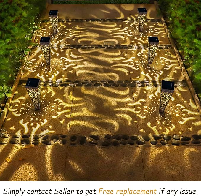 6Pcs Solar Lights Outdoor Pathway Garden Stakes Lights Waterproof LED for Patio, Walkway, Lawn Decorations,Christmas Gifts for Mom Dad (Copper)