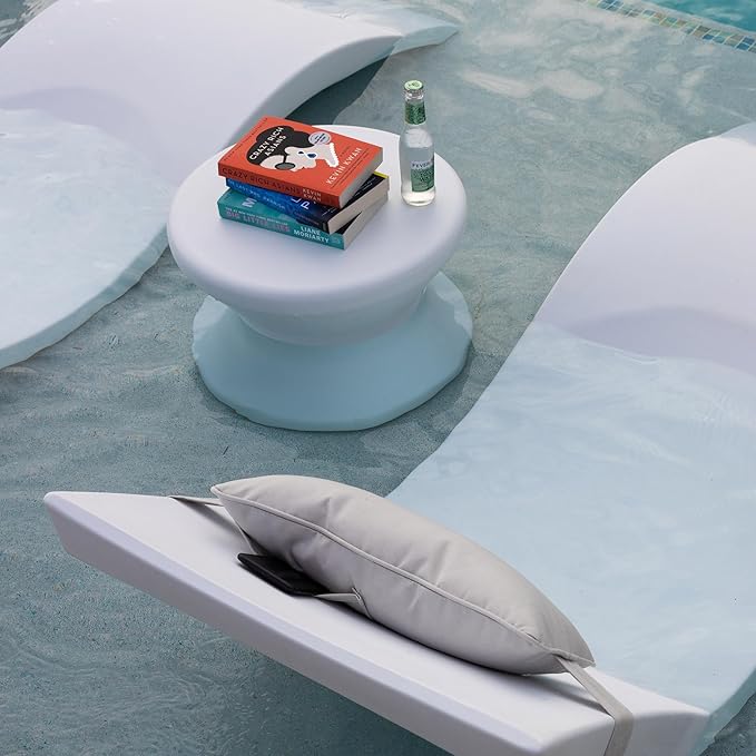 Ledge Lounger Signature Side Table - in Pool Side Table for Pool Ledges up to 10" inches deep - Indoor - Outdoor All Weather Table for Porch, Patio, Garden, Backyard, Pool and Beach (Sandstone)