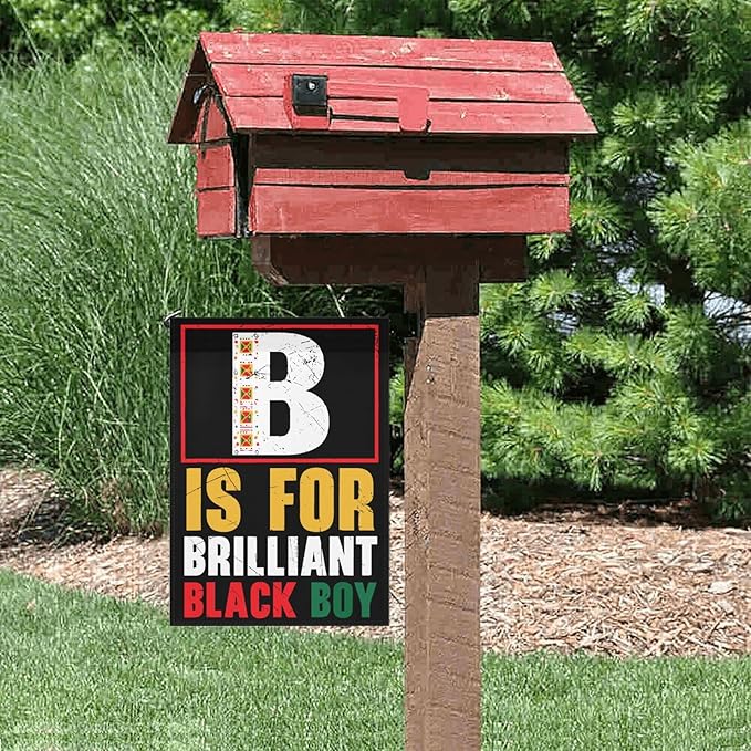 B Is For Brilliants Black Boy Kid Black Historys Month Garden Flags 12x18 Double Sided Novelty Garden Banner for Summer