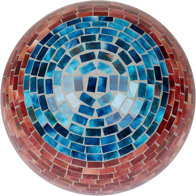 Alpine Corporation HGY292 Striped Mosaic Gazing Globe, Stylish Décor for Garden, Patio, & Lawn, 12" H, Orange and Turquoise