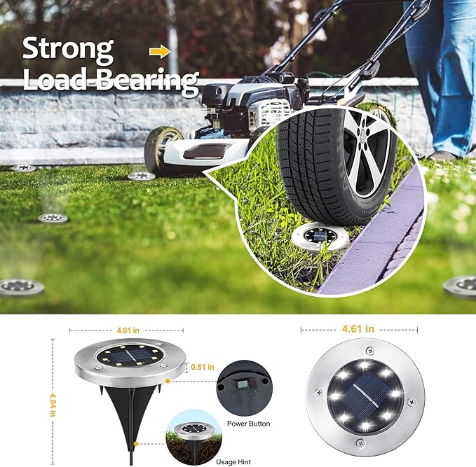 pozzolanas 16 Packs Solar Ground Lights-Cold White, 8 LED Solar Garden Lights Waterproof Outdoor Landscape Lights for Lawn Pathway Yard Driveway