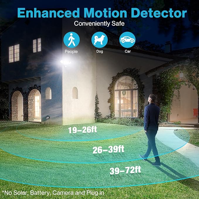 Olafus 100W LED Security Light Motion Sensor Outdoor Light, 2 Pack Motion Flood Light Dusk to Dawn, 9000LM Super Bright 6500K Exterior Motion Detector Floodlight for Garage Yard Porch Eave IP65, Black