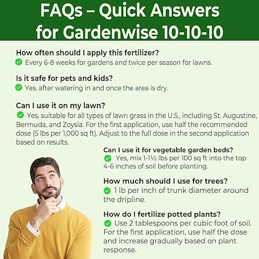 10-10-10 All-Purpose Professional Fertilizer Plant Food for Indoor/Outdoor Gardening; Premium Shrub, Tree, Flower, Vegetable and Lawn Fertilizer; Quick-Release Nitrogen (10 QUARTS)