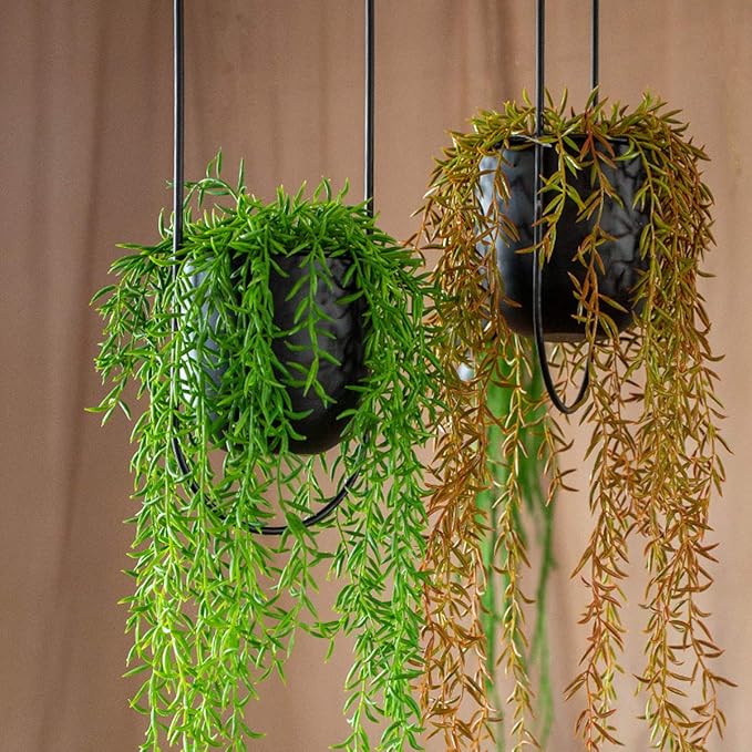 Boho Black Metal Plant Hanger,Metal Wall and Ceiling Hanging Planter, Modern Planter, Mid Century Flower Pot Plant Holder, Minimalist Planter for Indoor Outdoor Home Decor