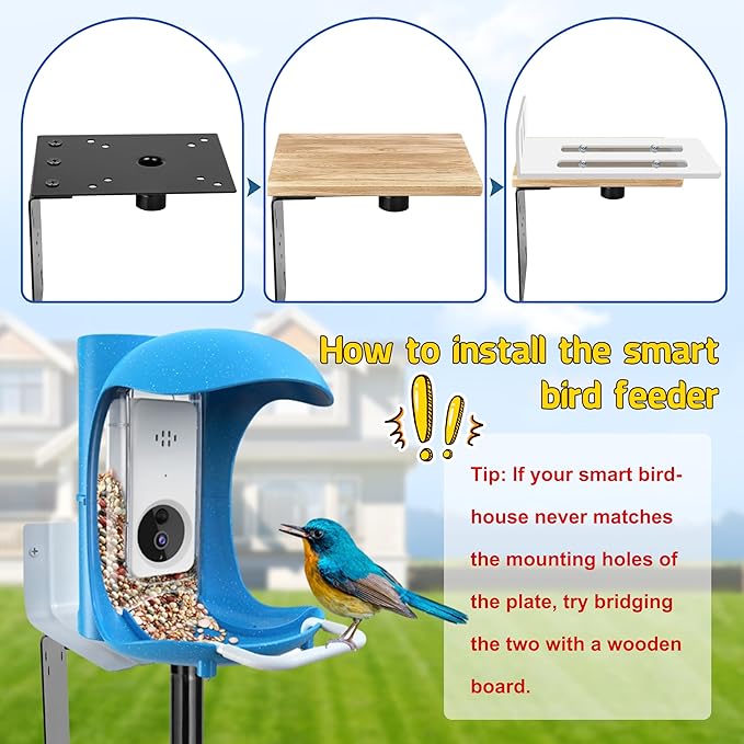 Ottsuls Bird Feeder Pole, 109 Inch Heavy Duty Bird House Pole Kit for Outdoors, with 5-Prong Base Feeding Station for Wild Birds Watching, Adjustable Feeder Stand (House Not Included)