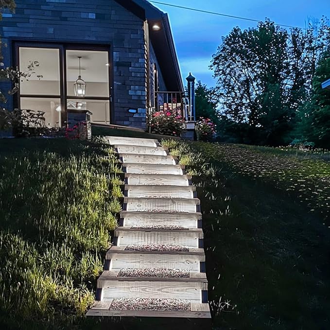 Solar Step Lights for Outside,4pack Solar Stair Lights Outdoor Waterproof IP67,Outdoor Deck Step Lights,Solar Outdoor Lights for Staircase,Patio,Front Step(Cool Brown)