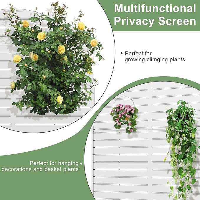 Casaphoria Metal Raised Garden Bed with Trellis and Wheels, 72"x47"x16" Arched Planter Box for Climbing Plants, Vegetables & Vines, Features Drainage Holes and Privacy Screen (White-Louvered)