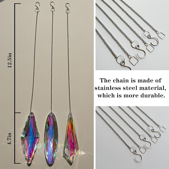 3PCS 5" Large Crystal Sun Catcher Prisms, Hanging Suncatchers with Glass Prism, Rainbow Maker for Room, Windows,Garden,Fantasy Aesthetic Home Decor. (YGBS02)