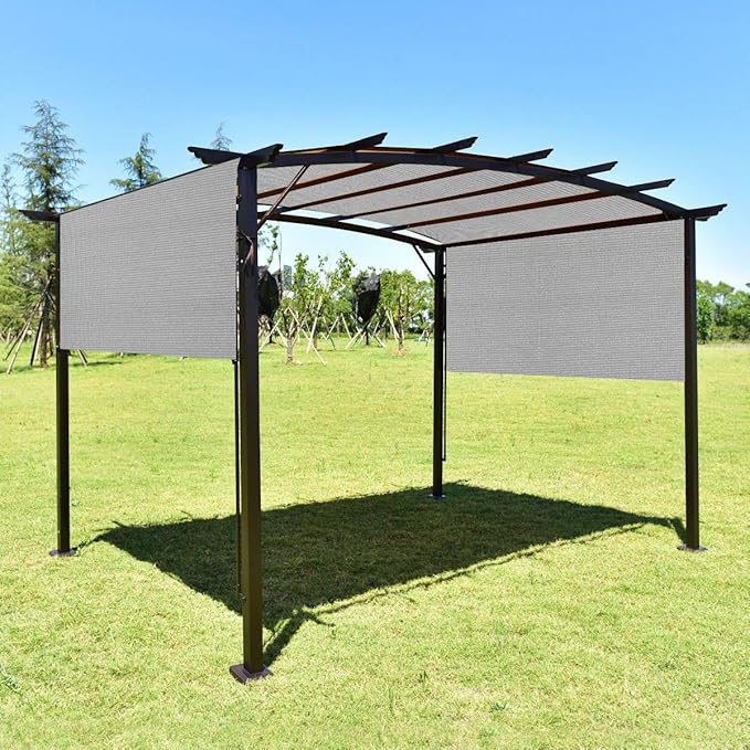 Eden's Decor Straight Flat-Edged Sun Shade Sail Rectangular 8' x 17' Grey UV-Blocking Outdoor Canopy Fabric Cloth Awning for Pergola Patio Garden Backyard Custom Size