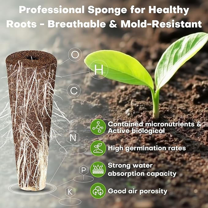 Ahopegarden 120pcs Hydroponic Pods Kit: Compatible with AeroGarden Herb Kits with 120 Grow Sponges; 120 Pods Lable, Highly Breathable - Indoor Garden Kit Supplies for Most Brands