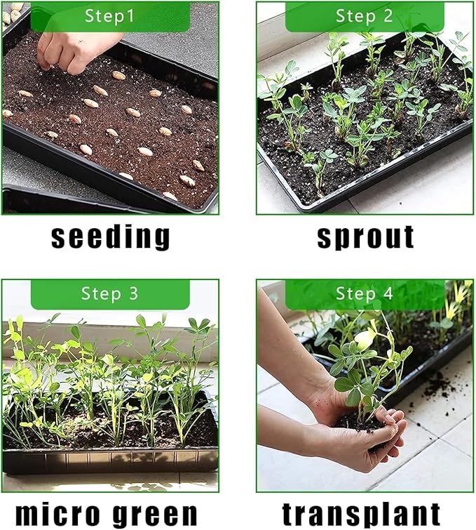 20 Pcs Plant Growing Nursery, Standard 1020 Trays Plastic Sturdy Farmer Self Seedling Tray for Microgreens Indoor Nursery Pots Transplantation (20-Pack, 21.6"×11.2", 2.52" Deep, no Holes)
