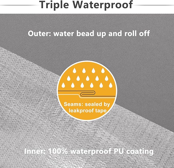 Favoyard Patio Chair Cushions 24 x 24 x 4 Inch Waterproof Outdoor Seat Cushions for Patio Furniture 3-Year Color Fastness Garden Sofa Couch Chair Pads with Handle & Adjustable Straps Set of 2, Grey