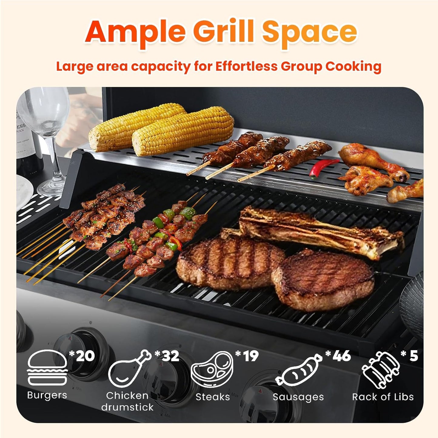 3-Burner Propane Gas BBQ Grill with Side Burner, Porcelain-Enameled Cast Iron Grates, Foldable Side Table, 37,230 BTU Stainless Steel Grill for Outdoor Camping Barbecue Grilling Backyard Cooking