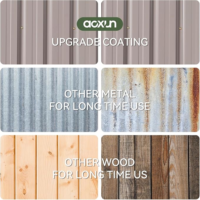 Aoxun 7x5 FT Outdoor Storage Shed Garden Metal Shed with Lockable Door Outdoor Large Shed for Tool, Garbage Can, Bike, Mower, Brown