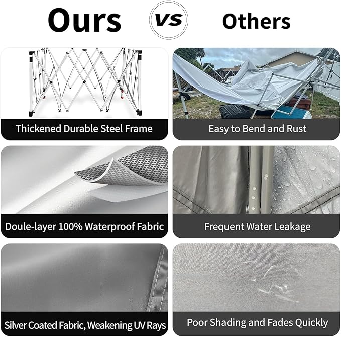 10x10 Pop Up Canopy, 300D Silver Coated Black Fabric Outdoor Gazebo, Beach Tent Slant Legs with Storage Bag,Easy Up Sun Shade Shelter Tents with 8x8 Top Cover for Patio,Party