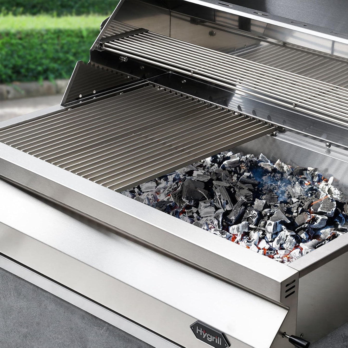 Hygrill Charcoal Grill Head for Outdoor Kitchen, 32-inch Stainless Steel Built-In Grill with Insulated Hood, Temperature Gauge and Fabric Cover