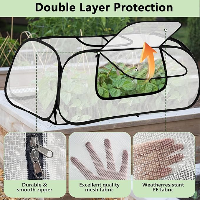 45"*22"*16"Garden Plant Covers with Two Air Hole and Breathable Mesh for Raised Beds, Accelerator Plants Cover, Mini Greenhouse Cover, Frost Cover for Plant Vegetable Seedling Protector 1PCS