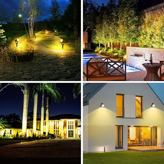 2W Solar Spotlights,T-SUNRISE IP65 Waterproof Outdoor Solar Lights Landscape Lighting Wall Light Auto On/ Off with 2 Warm White Dual Spot Headlamp for Tree,Patio, Yard, Garden