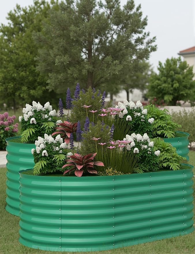 2 Pcs Raised Garden Beds Outdoor 6x3x2ft - Galvanized Steel Planter Box for Vegetables, Flowers, Rust-Resistant Garden Box, Easy Assembly Raised Beds, Durable Planters for Outdoor Plants, Green