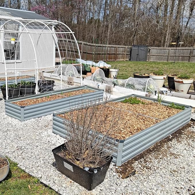 8x2x1ft(2 Pack) Galvanized Raised Garden Bed,Outdoor Planter Box Metal Patio Kit Planting Bed for Vegetables Flowers Herb,Grey
